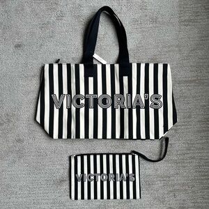 Victoria’s Secret Striped Tote Bag Set